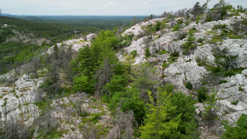 Aerial view of mountaintop lookout in Whitefish Falls, Ontario, Canada, Manitoulin Island