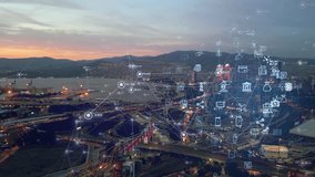 Smart city and communication network concept. 5G. LPWA Low Power Wide Are. Wireless communication. - Powered by Shutterstock - Get 15% off with code: PIKWIZARD15