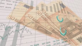 Financial data processing animation over 50 euro banknotes and graphs. Finance, banking, currency, investment, analysis, statistical - Powered by Shutterstock - Get 15% off with code: PIKWIZARD15