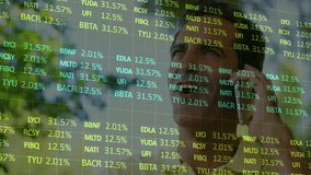 Talking on smartphone, person with stock market data animation in background. Business, finance, technology, communication, investment, digital - Powered by Shutterstock - Get 15% off with code: PIKWIZARD15