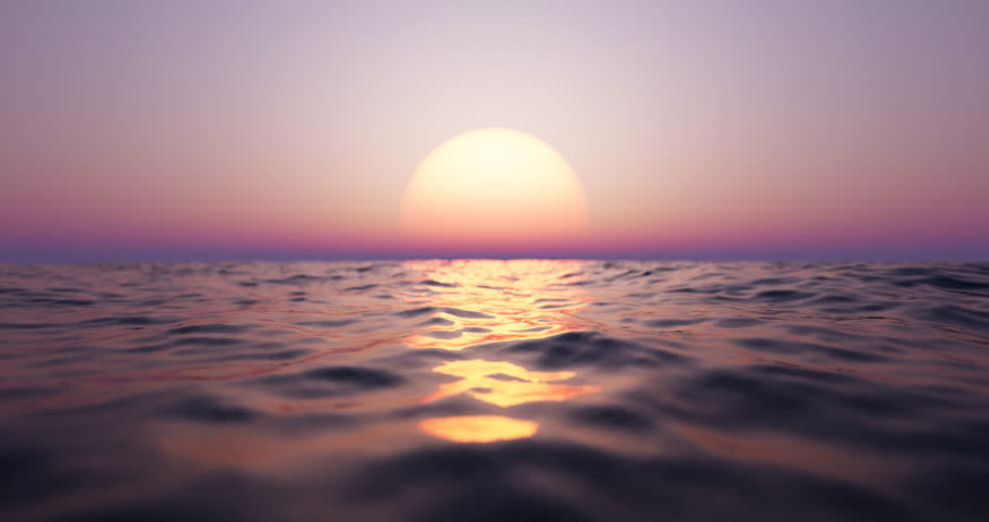 Wave sea beach and sunset sky abstract background. Nature and summer concept. 3d render.	