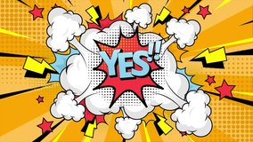 2d animated motion graphic pop art explosion with text Yes!, halftone vintage background style 4K video background - Powered by Shutterstock - Get 15% off with code: PIKWIZARD15