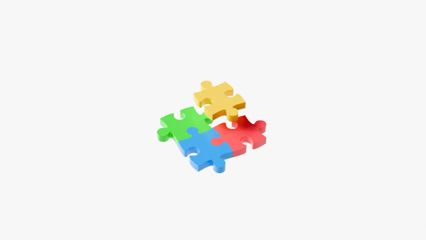 Four Jigsaw Puzzle Pieces Animation 