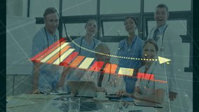 Discussing data analytics animation, medical professionals using laptop in meeting. healthcare, discussion, teamwork - Powered by Shutterstock - Get 15% off with code: PIKWIZARD15