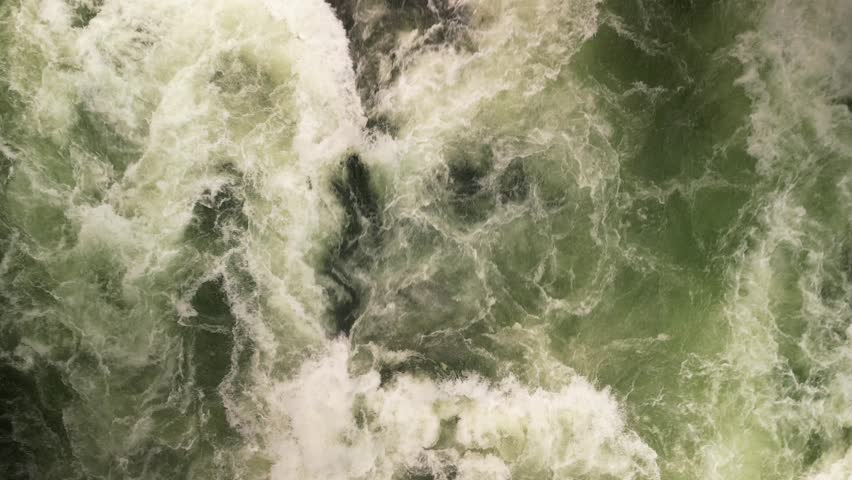 Top down aerial of white water rapids in Snake River through Hells Canyon