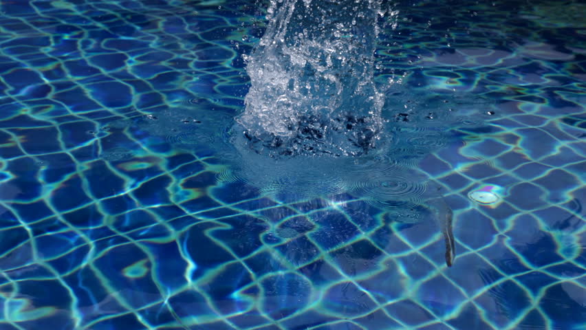 Cell phone falls in water - Film in Slow Motion - in a pool - close up and a good splash while phone hurdles to the bottom