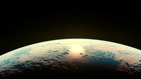 sun reflecting on the surface of planet earth. Realistic planet earth surface. cinematic of planet earth. cinematic look of earth in space - Powered by Shutterstock - Get 15% off with code: PIKWIZARD15