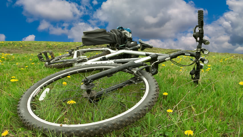 bicycle in a fields time lapse scene
