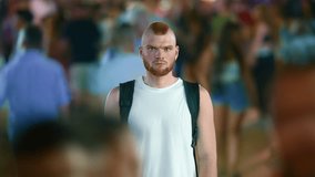 One introvert person lost among crowd. Guy have panic attack big city street rush hour. Social phobia disorder concept. Many men pass by urban road time lapse. Post traumatic fear. Drug addict symptom - Powered by Shutterstock - Get 15% off with code: PIKWIZARD15