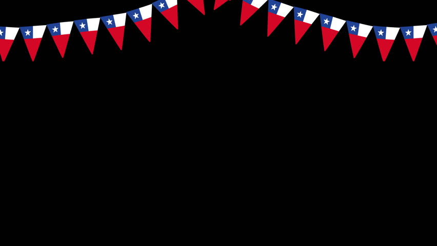 Two Fiestas Patrias Chile Pennants banderines chilean flags waving