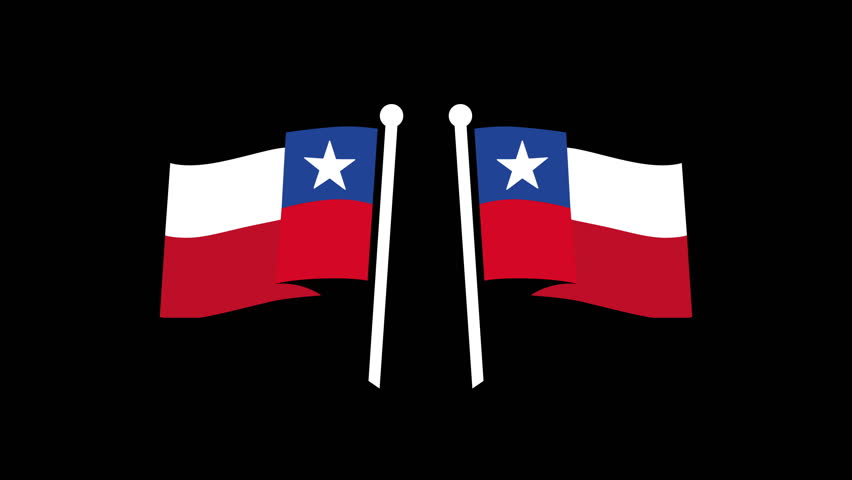 Two chilean flags Celebration Fiestas Patrias Chile graphic waving