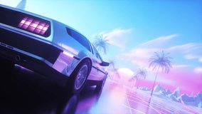 This Stock Motion Video shows a SynthWave Style Background of Landscape with Palm Trees and Riding Car Loop - Powered by Shutterstock - Get 15% off with code: PIKWIZARD15