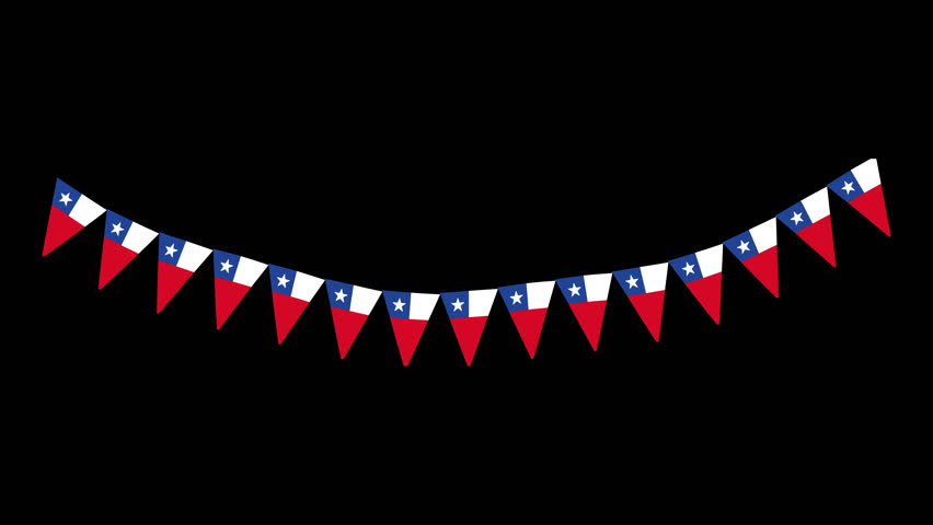 Fiestas Patrias Chile Pennants banderines chilean flag waving at center
