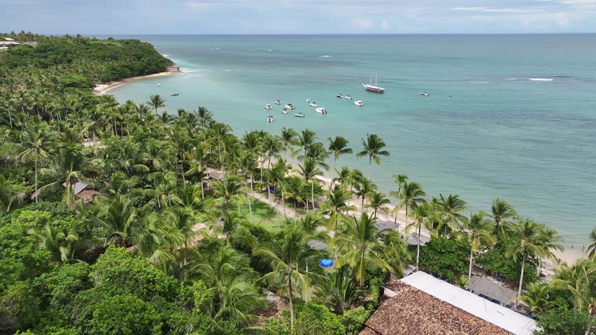 Mirror Beach At Porto Seguro Bahia Brazil. Stunning Tropical Coastline Beach Scene Viewed From Above. Paradise Landscape Grateful Amazing. Paradise Summertime. Porto Seguro Bahia.