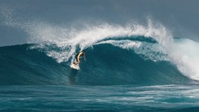 Professional surfer rides big ocean wave in the Maldives - Powered by Shutterstock - Get 15% off with code: PIKWIZARD15