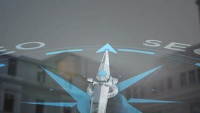 SEO compass animation over cityscape background. digital marketing, urban, technology, navigation, strategy, analytics - Powered by Shutterstock - Get 15% off with code: PIKWIZARD15