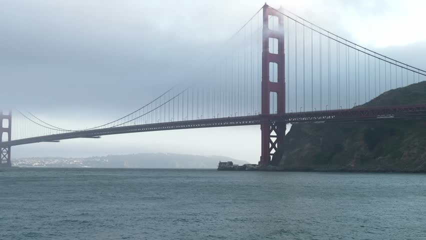 Right to Left Panning shot of the Golden Gate Bridge taken from Fort Baker in Sausalito, California. Shot in 4K on a Panasonic Lumix S5iiX.