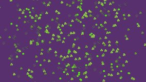 Animation of shamrocks falling over purple background. St patrick's day and digital interface concept digitally generated video. - Powered by Shutterstock - Get 15% off with code: PIKWIZARD15