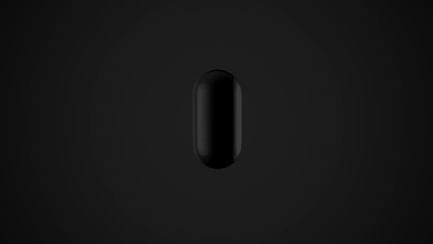 Black grey solid 3d capsule sign icon render medicine medical animation background 