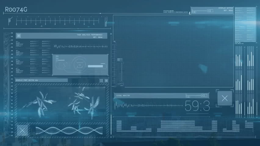 DNA analysis and data visualization animation over scientific interface. Genetics, biotechnology, research, bioinformatics, molecular, helix - Powered by Shutterstock - Get 15% off with code: PIKWIZARD15