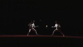 Women Fencers In Fencing Track In Darkness, Workout Of National Team, Sportive Career, Achievements - Powered by Shutterstock - Get 15% off with code: PIKWIZARD15