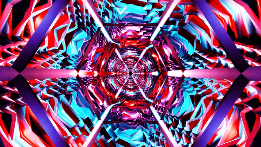 fractal waves in a red blue tunnel vj loop
