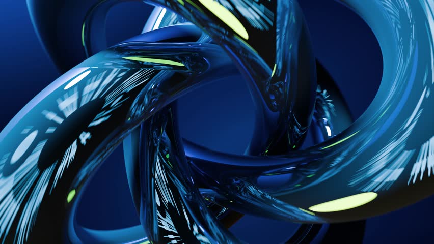 rotating chrome knot with lights reflections, endless animation