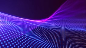 Neon gradient digital waves seamless motion. Purple and blue flowing particle waves with bokeh. Abstract technology, science, big data, artificial intelligence, and neural networks background. 4k loop - Powered by Shutterstock - Get 15% off with code: PIKWIZARD15