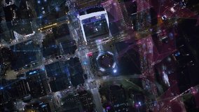 Stock Exchange Figures over Skyline of Los Angeles California, United States. Aerial View with Financial Charts and Data. Futuristic. Big Data, Artificial Intelligence. Shot From Helicopter in 8K.
 - Powered by Shutterstock - Get 15% off with code: PIKWIZARD15