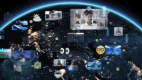 
Blackout in Europe animation of Earth with Social Media, Emoji and Message Display Turning Off. Huge Outage Hits Spain, Italy, Greece, Germany. Power Outage with Holographic Interfaces. - Powered by Shutterstock - Get 15% off with code: PIKWIZARD15