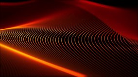 Seamless loop background with red orange lines pattern floating in the dark with bright glow effect. Smooth abstract strings structure with wave curves. Golden stripes screensaver. Looped , 4K 60fps - Powered by Shutterstock - Get 15% off with code: PIKWIZARD15