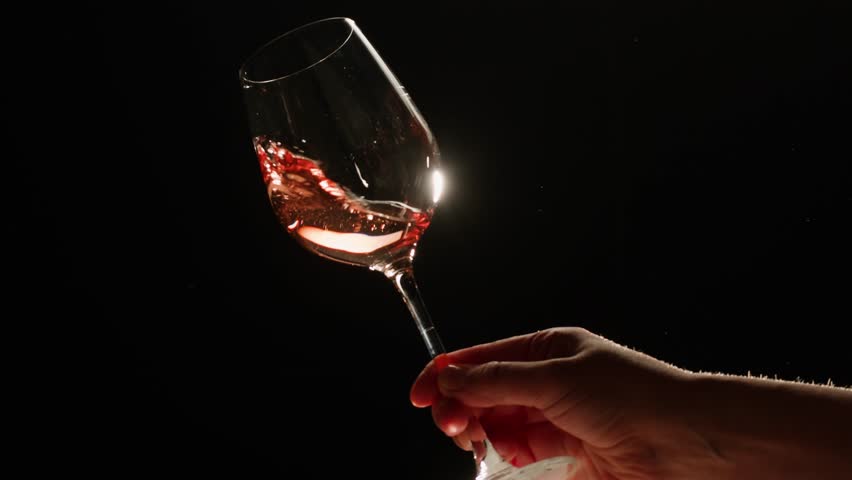 Orange or white wine bottle and glass against a sunset in a peaceful vineyard, pouring of ecological natural wine. 