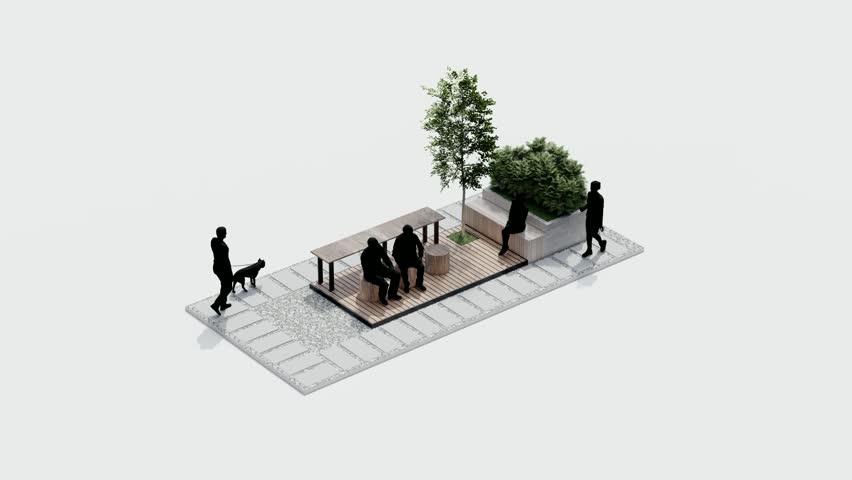 isometric top view architecture garden park landscape terrace nature design modern 3d render. garden tropical environment outdoor exterior tree plant branch wood concrete decoration. park concept.