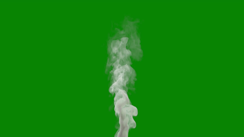 Seamless looping video of rising smoke or steam at 4K 24p resolution. Green screen for transparent background