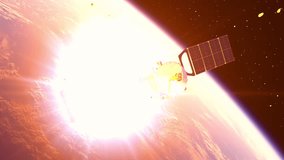Asteroid collision with satellite. 3d animation. 4k. - Powered by Shutterstock - Get 15% off with code: PIKWIZARD15