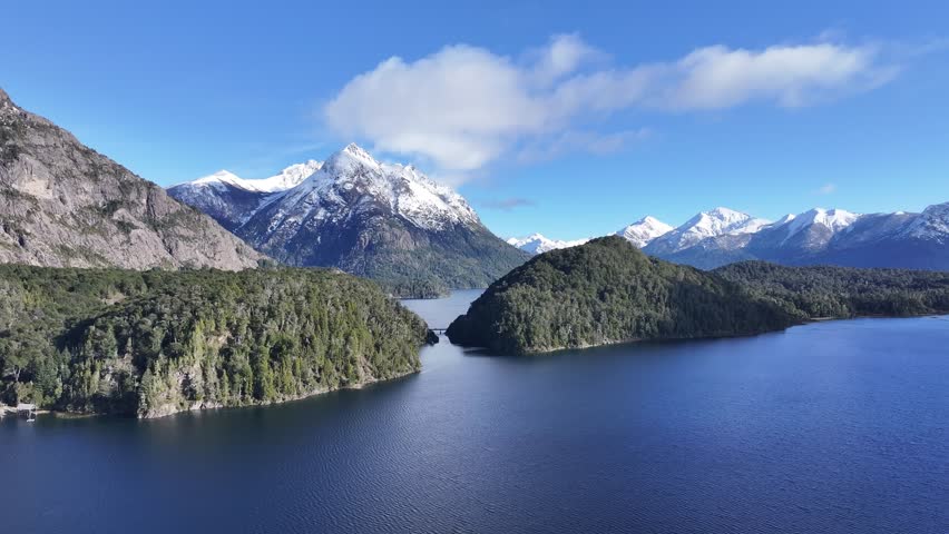 Bariloche Skyline At San Carlos De Bariloche In Rio Negro Argentina. Snowy Mountains. Chico Circuit. Travel Background. Bariloche Skyline At San Carlos De Bariloche In Rio Negro Argentina.