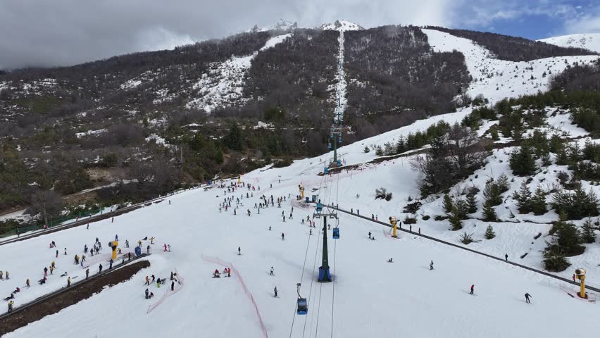 Cerro Catedral At San Carlos De Bariloche In Rio Negro Argentina. Snowy Mountains. Ski Center Landscape. Winter Sport. Cerro Catedral At San Carlos De Bariloche In Rio Negro Argentina.