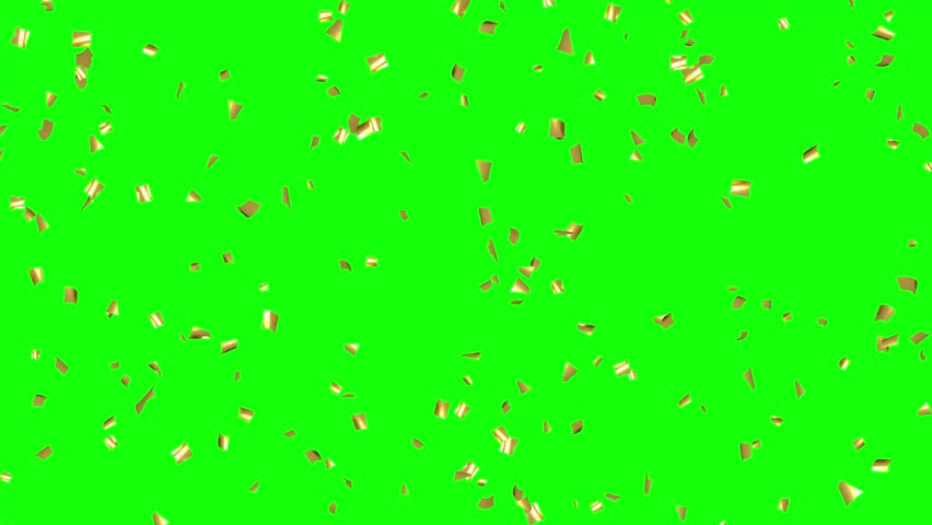 Loop Animation of Gold Confetti Falling on Green Screen
