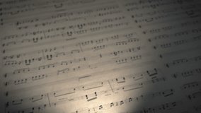 Close-up of an old sheet of music from which individual notes slowly rise, background animation for musical content - Powered by Shutterstock - Get 15% off with code: PIKWIZARD15