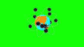 Coronavirus turning around earth on the orbit greenbox. Cartoon health sociology and economy animation isolated. Flat design motion graphic metaphor good as intro, background, etc...
 - Powered by Shutterstock - Get 15% off with code: PIKWIZARD15