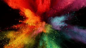 Super Slow Motion of Colored Powder Explosion with Rotating Camera, Isolated on Black Background. Filmed on High Speed Cinema Camera, 1000fps. - Powered by Shutterstock - Get 15% off with code: PIKWIZARD15