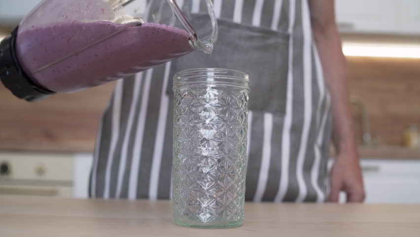 pouring Blackberry Banana Smoothie Recipe