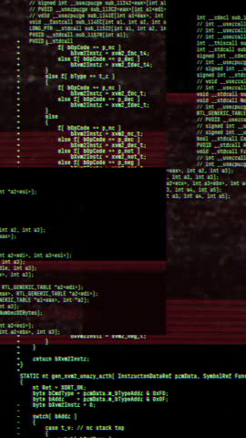 Abstract digital glitch effect with noise looped background for hacked mobile phone screen. Error signal loop. Virus code and software hack concept. Cyber security. Vertical video footage
