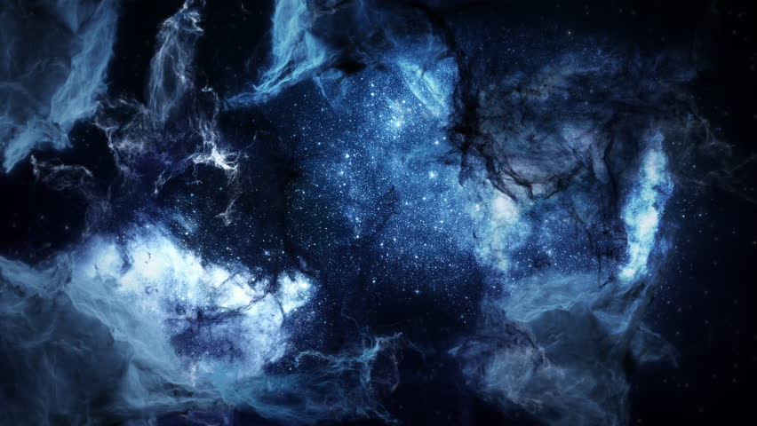 Nebula Clouds Background Loop. 3D rendering. Passing nebula orange clouds on background seamless loop.