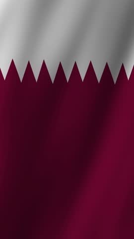 Vertical Qatar Flag footage video waving in wind, Vertical Flag of Qatar waving animation