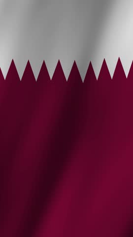 Vertical Qatar Flag footage video waving in wind, Vertical Flag of Qatar waving animation