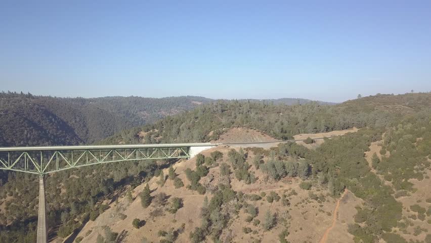 Slow Right to Left Pan Shot of Foresthill Bridge in Auburn California. Shot in 4k on a DJI Mavic Pro.