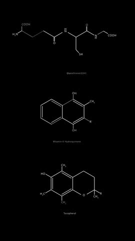 Chemistry structure formulas,elements. UI HUD. Medicine healthcare. Glutathione,Tocopherol,vitamin K Hydroquinone. School, University and Institute Program. PNG Alpha.