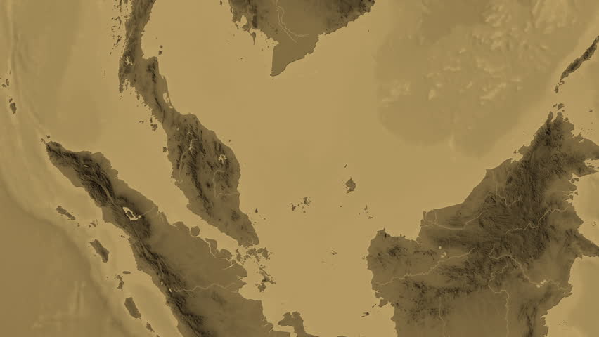 Malaysia map - drive. Border. Sepia.