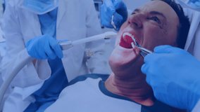 Dental examination with blue gloves and tools, medical data processing animation. Dentist, healthcare, hygiene, checkup, patient - Powered by Shutterstock - Get 15% off with code: PIKWIZARD15